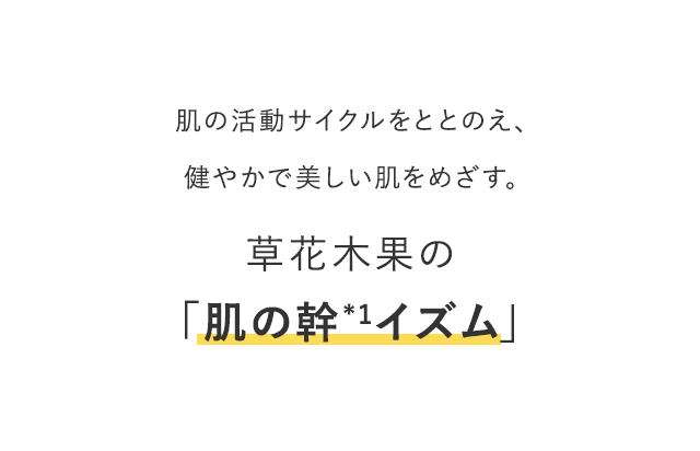 大切にしてきたこだわりはそのままに、現代女性に起こる肌悩みに、アプローチ。新美容理論
「肌の幹イズム」