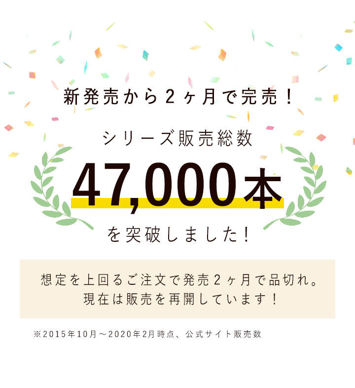 新発売から２ヶ月で完売！ シリーズ販売総数47,000本を突破しました！