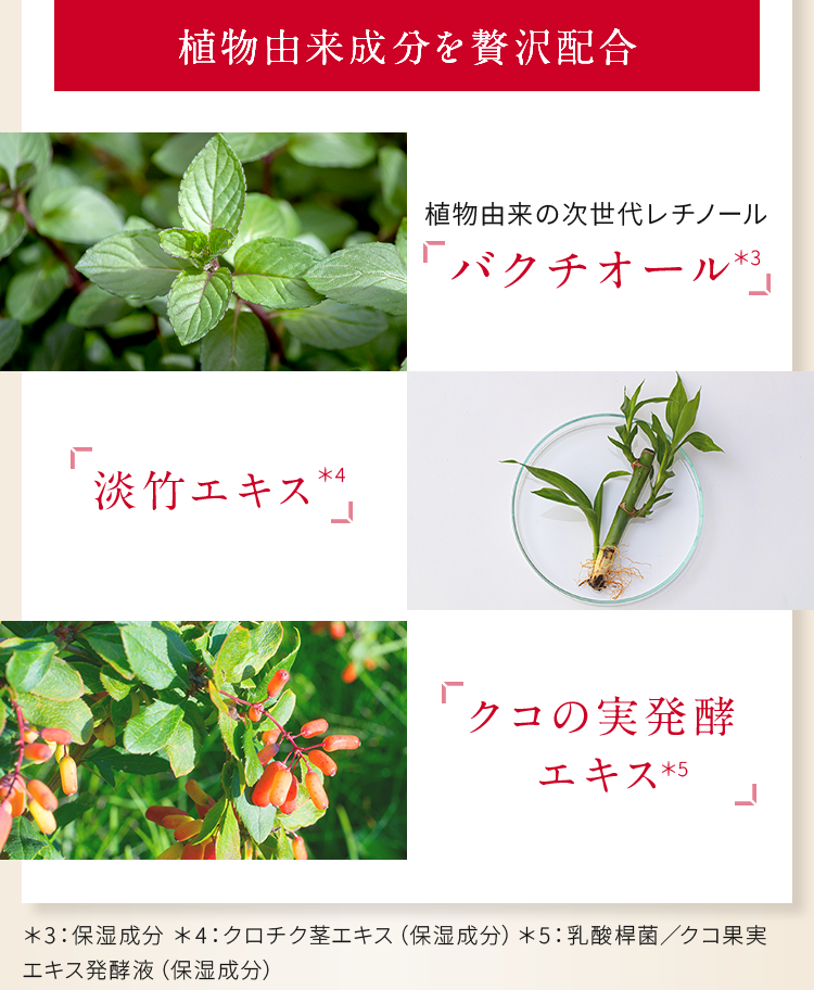 次世代の注目成分と植物由来成分を贅沢配合