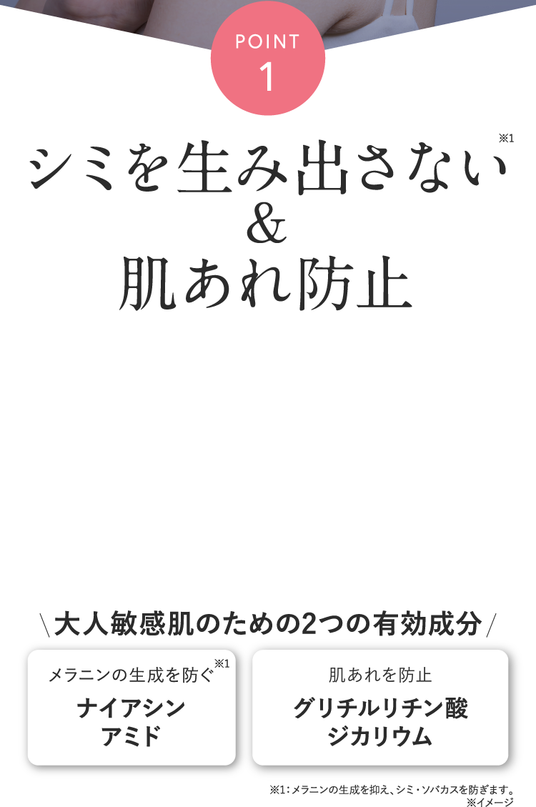 シミを生み出さない & 肌あれ防止※1