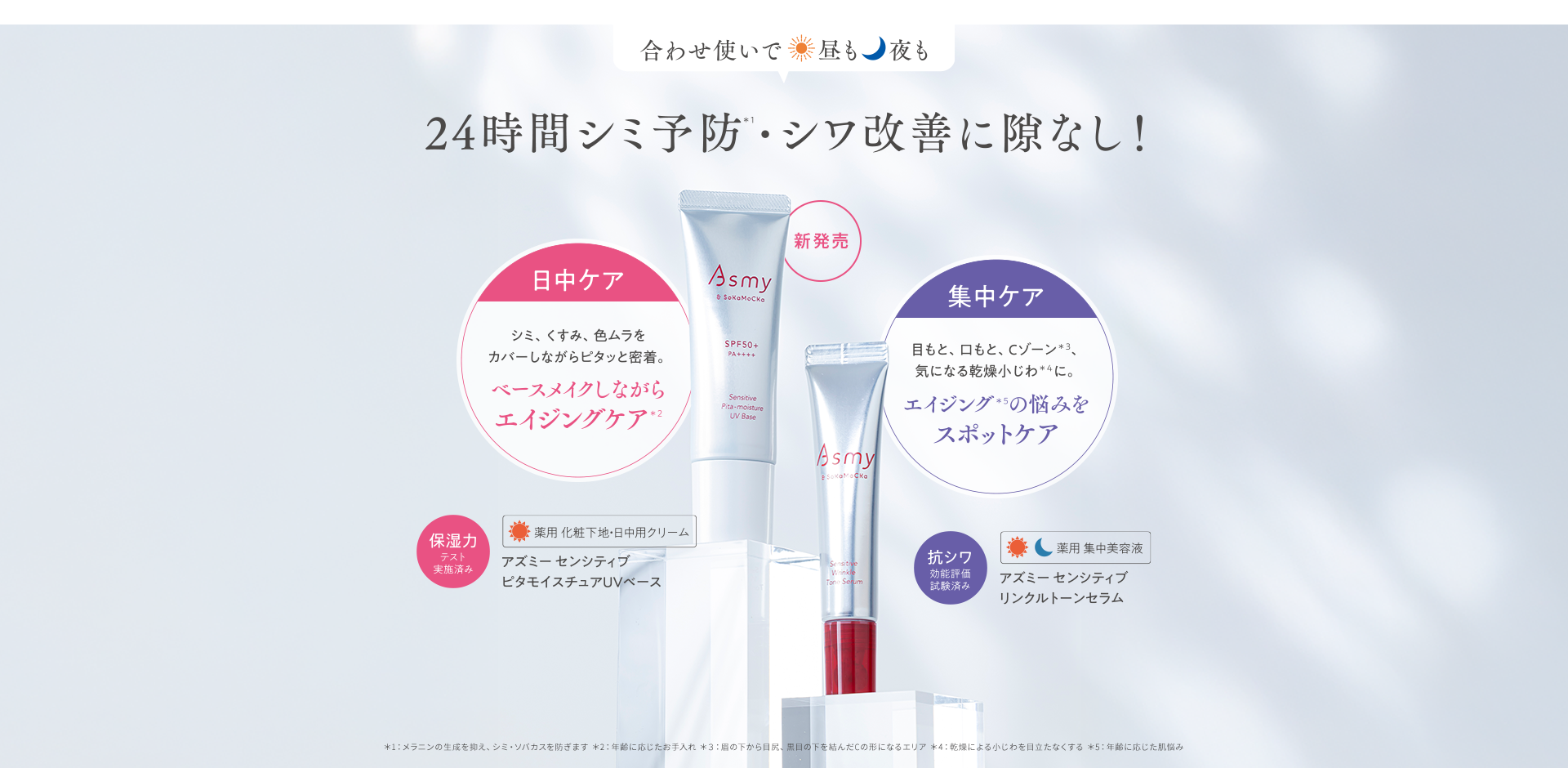 合わせ使いで昼も夜も24時間シミ予防・シワ改善に隙なし!