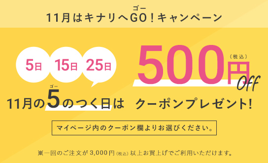 11月の5のつく日は500円OFFクーポンプレゼント