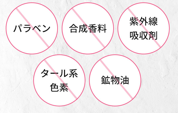 パラベン 合成香料 紫外線吸収剤 タール系色素 鉱物油