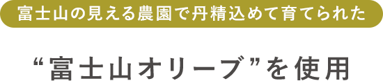 富士山の見える農園で丹精込めて育てられた“富士山オリーブ”を使用