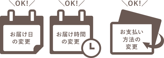 お届け日の変更OK! お届け時間の変更OK! お支払い方法の変更OK!