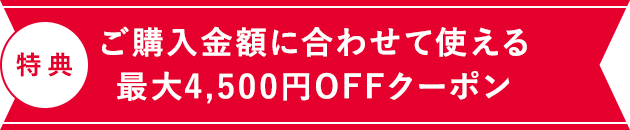 ご購入金額に合わせて使える最大4,500円OFFクーポン