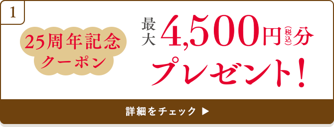 25周年記念クーポン 最大4,500円（税込）分プレゼント！
