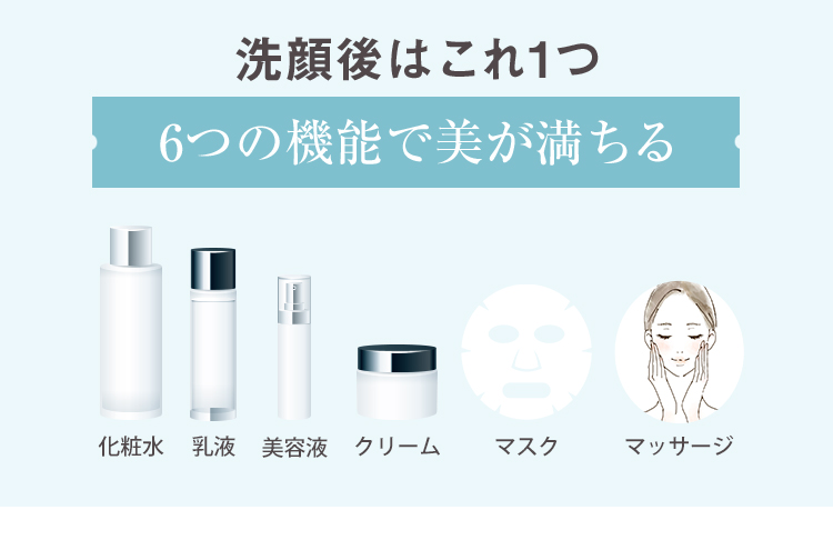 洗顔後はこれ1つ 6つの機能で美が満ちる 化粧水 乳液 美容液 クリーム マスク マッサージ